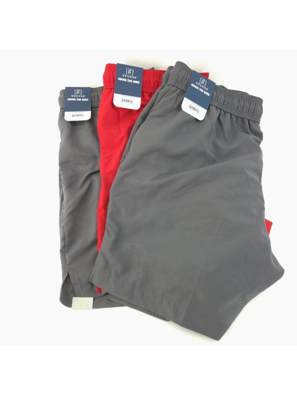 NWT George Swim Trunks 3 Pack Lot of Men's M Above The Knee Mesh 1 Red, 2 Grey